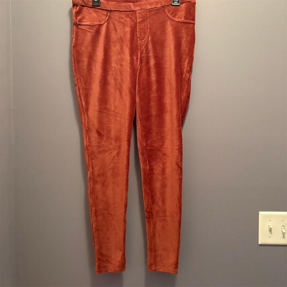 3/$15 MeMoi Leggings Womens XL Rust Orange Corduroy Pull-On Stretch Slim Leg